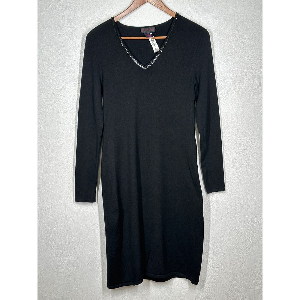 Ralph Ralph Lauren Lightweight Silk Blend Sweater Dress M Black Sequin Preppy